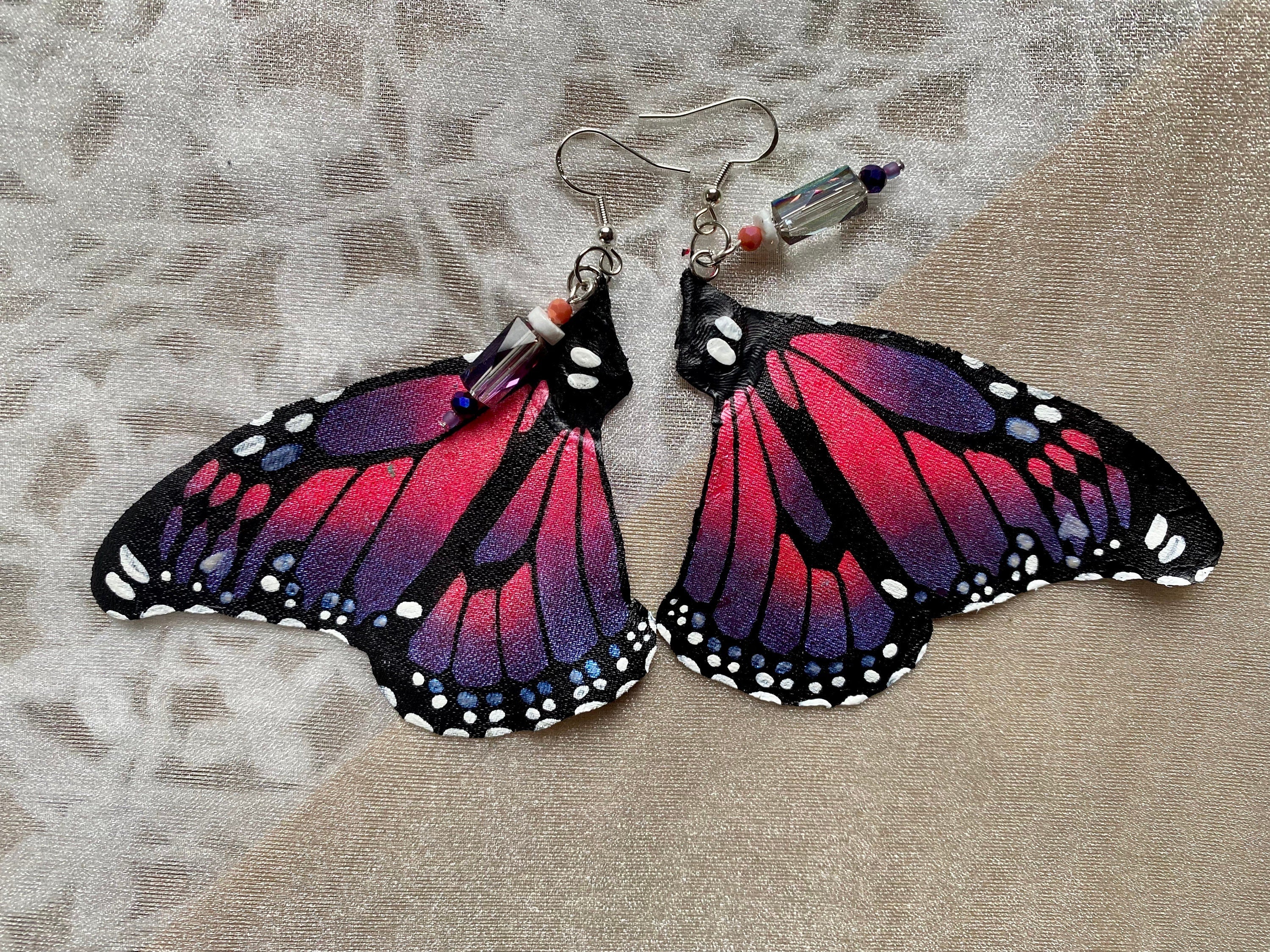 Hand Painted & Crafted Monarch Butterfly Earrings - "the Karyssa wings"