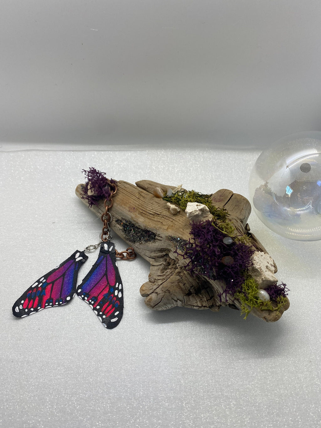Hand Painted and Crafted Monarch Butterfly Earrings - "Classic & Sophisticated, Black light/Neon wing"
