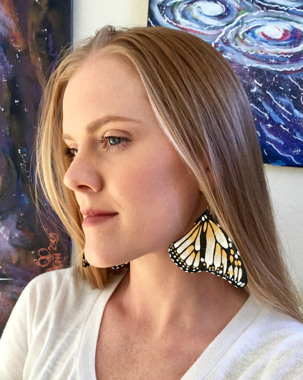 Hand Painted & Crafted Monarch Butterfly Earrings - "the Hope wing"
