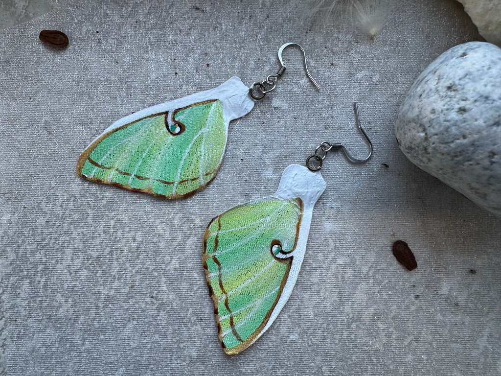 Hand Painted Luna Moth top wing