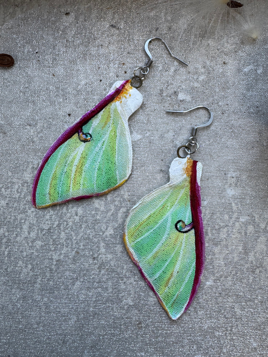 Hand Painted Luna Moth top wing