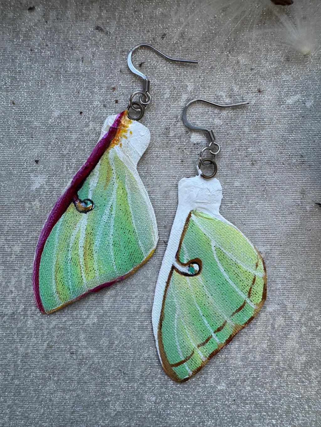 Hand Painted Luna Moth top wing