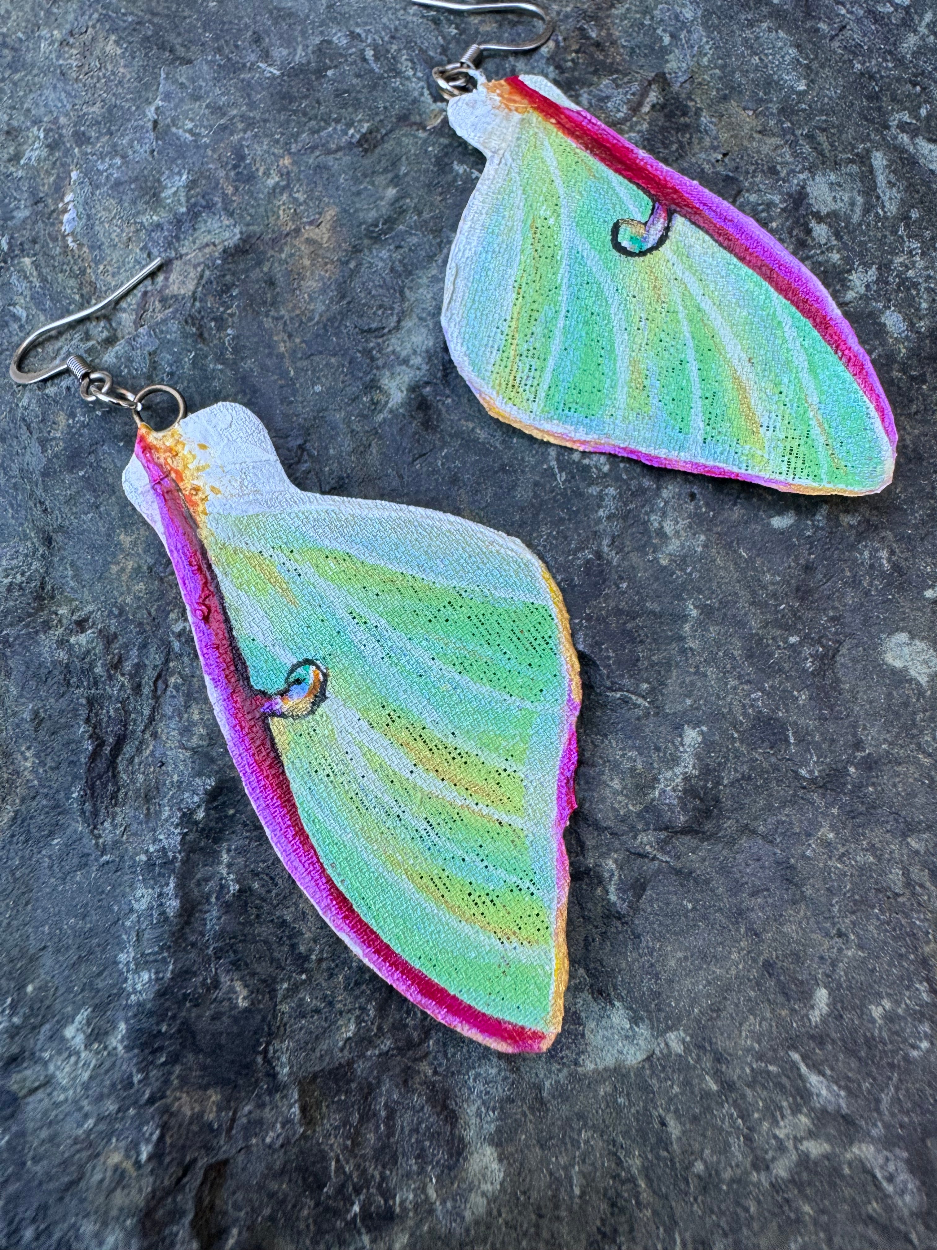 Hand Painted Luna Moth top wing