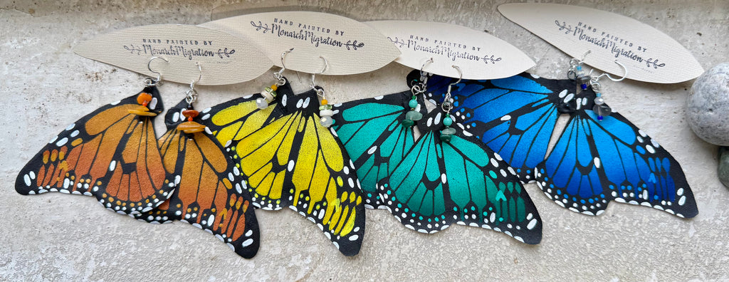 Yellow Burst - Hand Painted Butterfly Earrings
