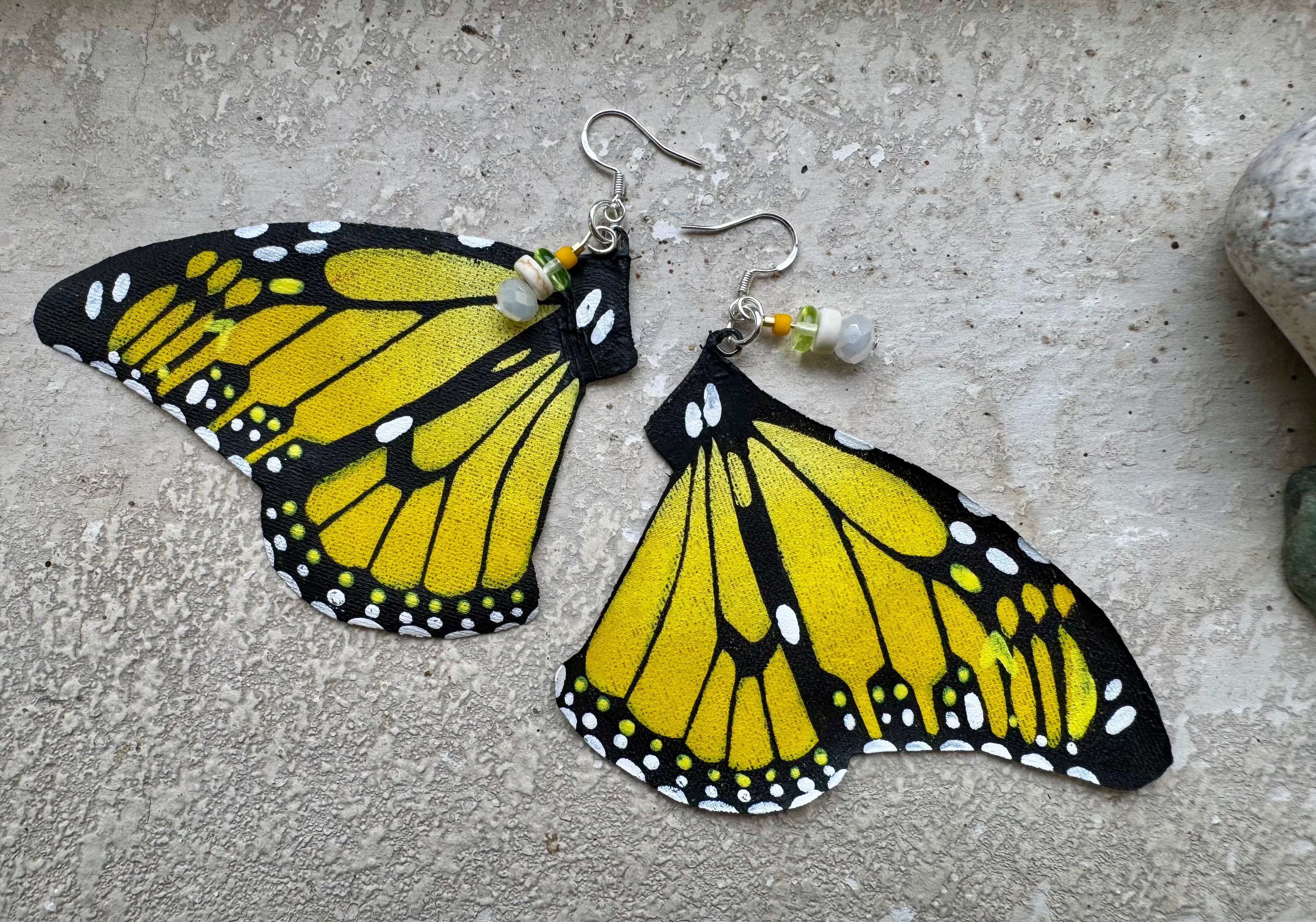 Yellow Burst - Hand Painted Butterfly Earrings