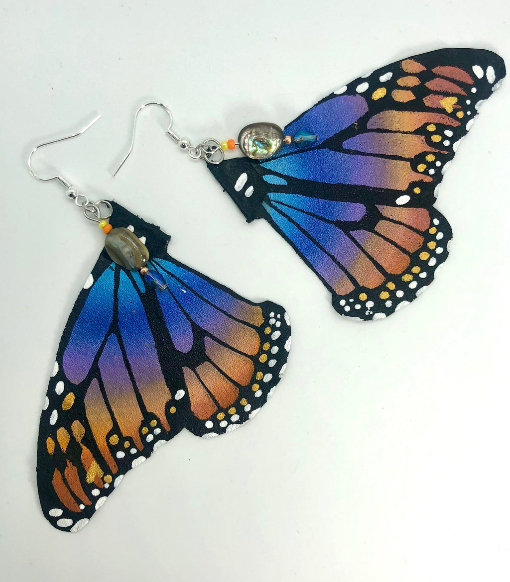 Hand Painted & Crafted Monarch Butterfly Earrings - "the Lani Love wings"
