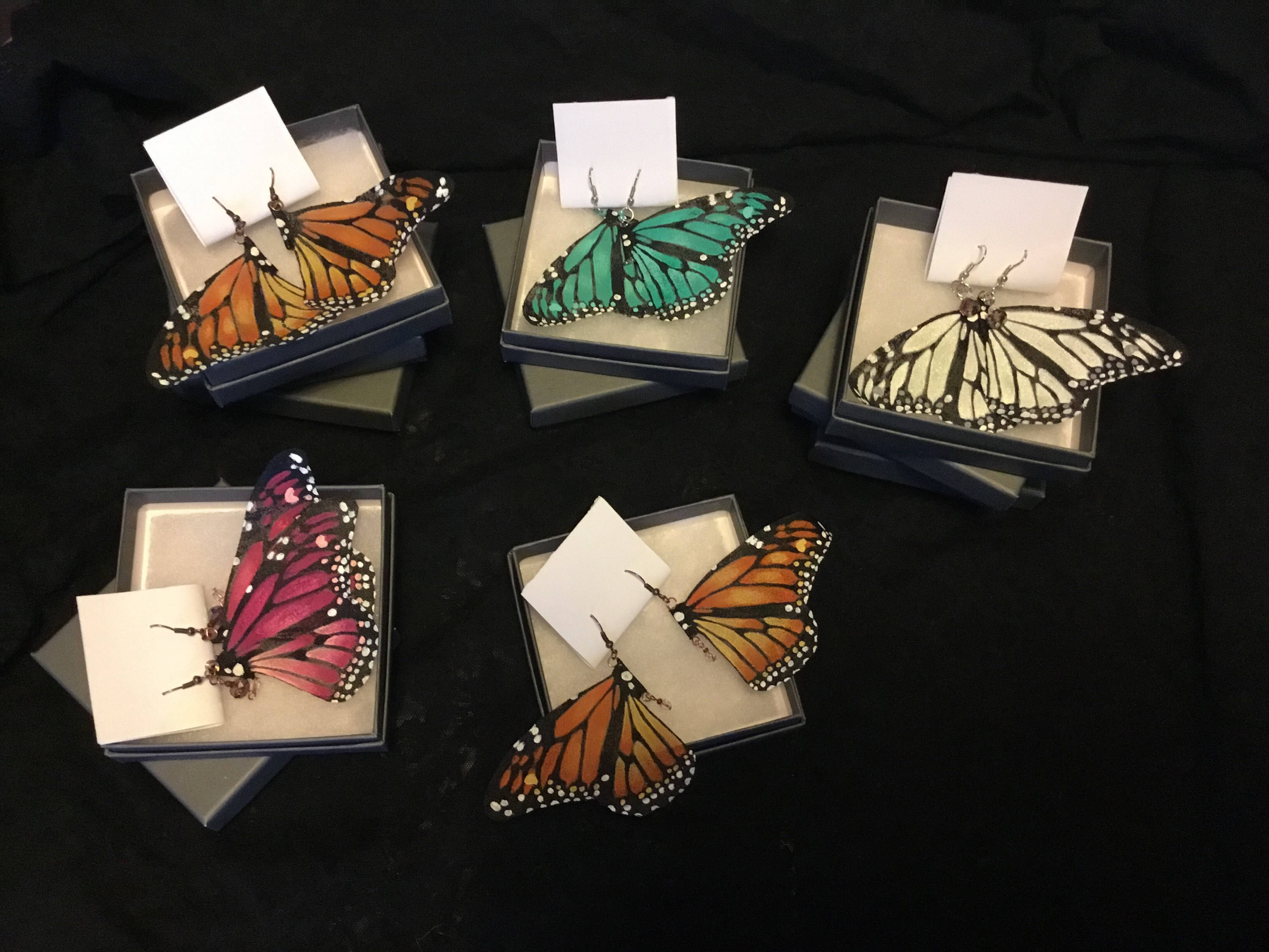Hand Painted & Crafted Monarch Butterfly Earrings - "the Turquoise"