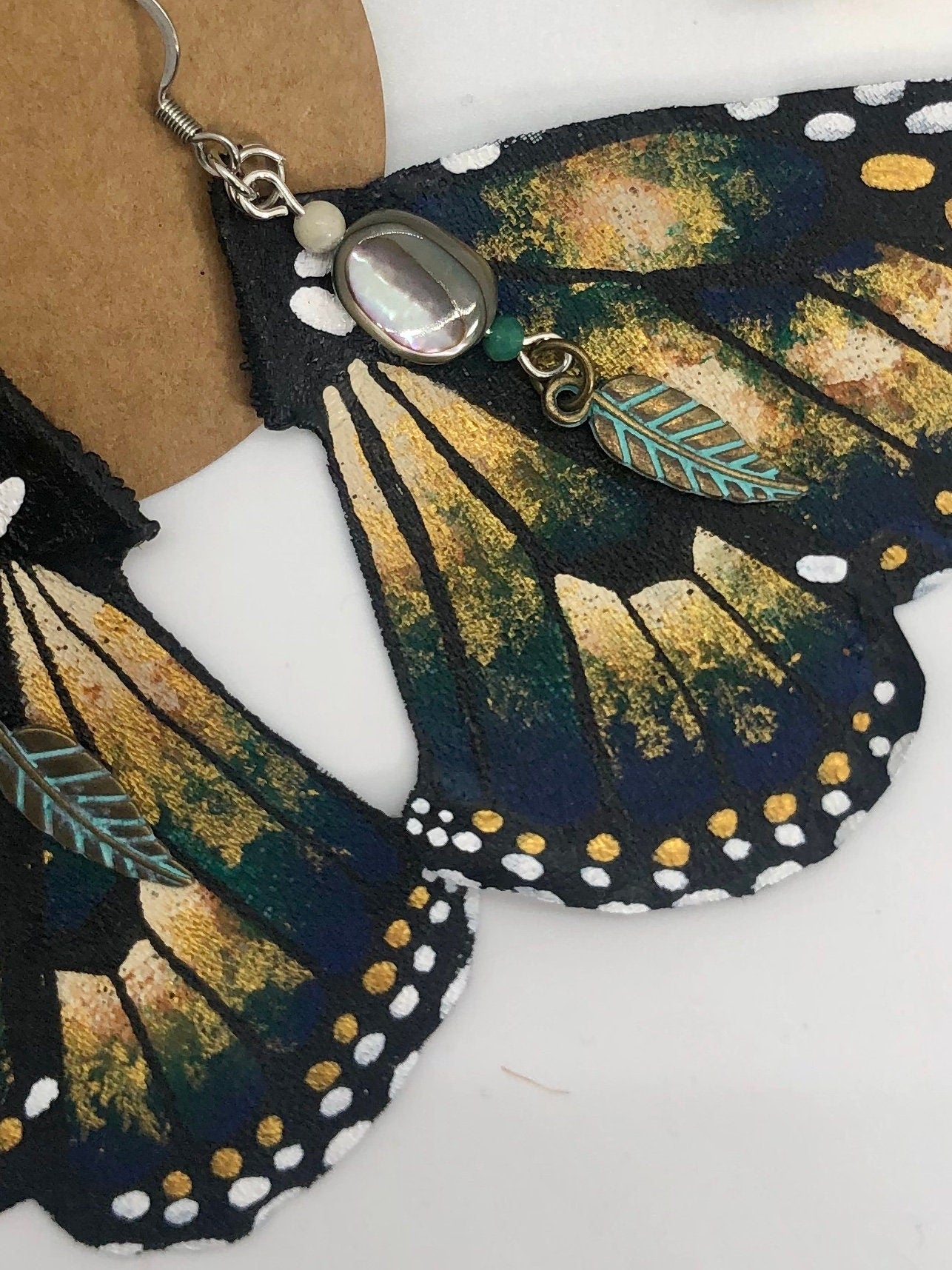 Hand Painted & Crafted Monarch Butterfly Earrings - "the Callie Wing"