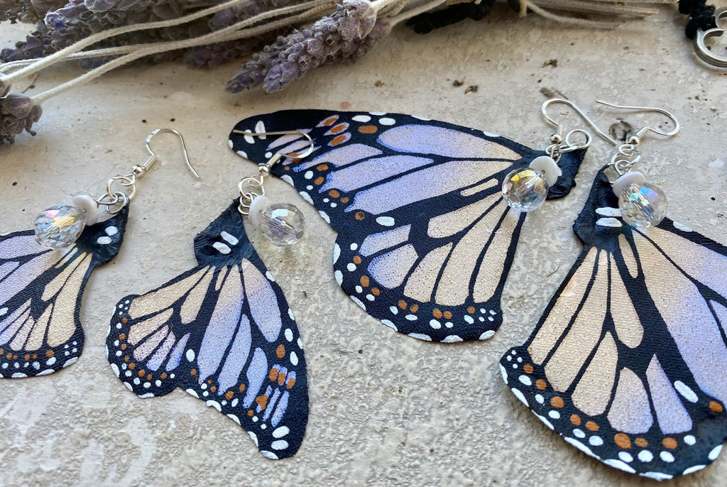 Hand Painted & Crafted Monarch Butterfly Earrings - "the Haven Sisters Wings"