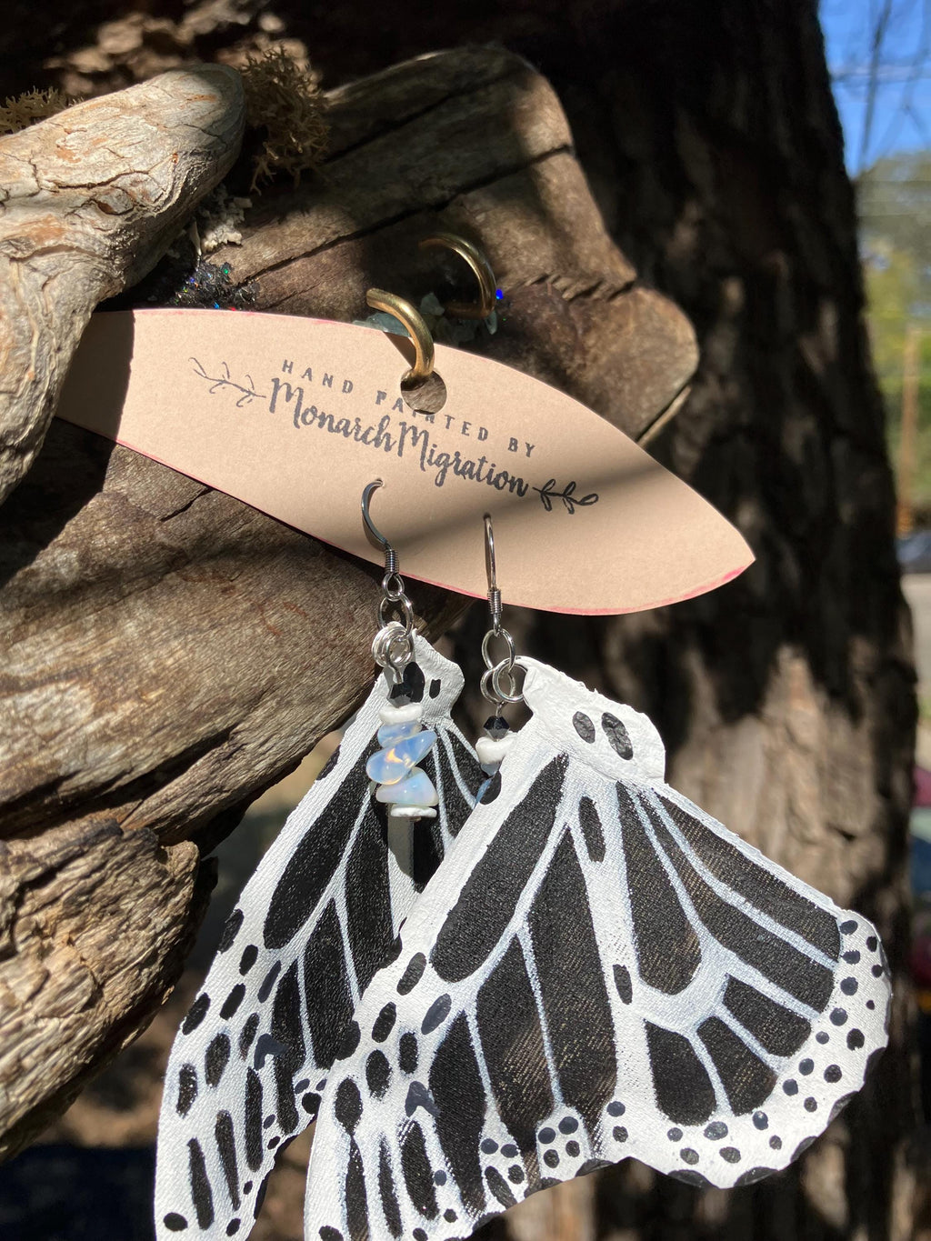 Hand Painted & Crafted Monarch Butterfly Earrings - "Día de los Muertos Wings"