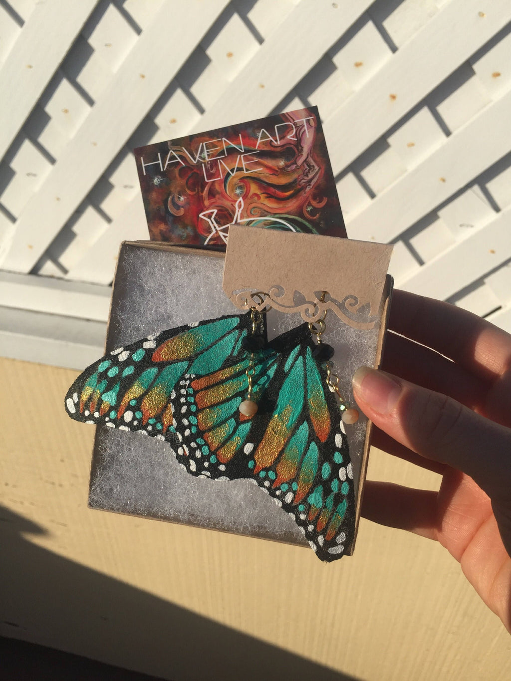 Hand Painted & Crafted Monarch Butterfly Earrings - "the Trish Wing"