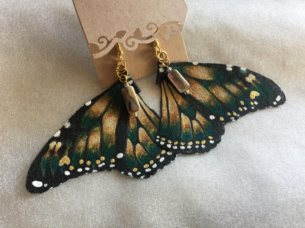 Hand Painted & Crafted Monarch Butterfly Earrings - "the Callie Wing"