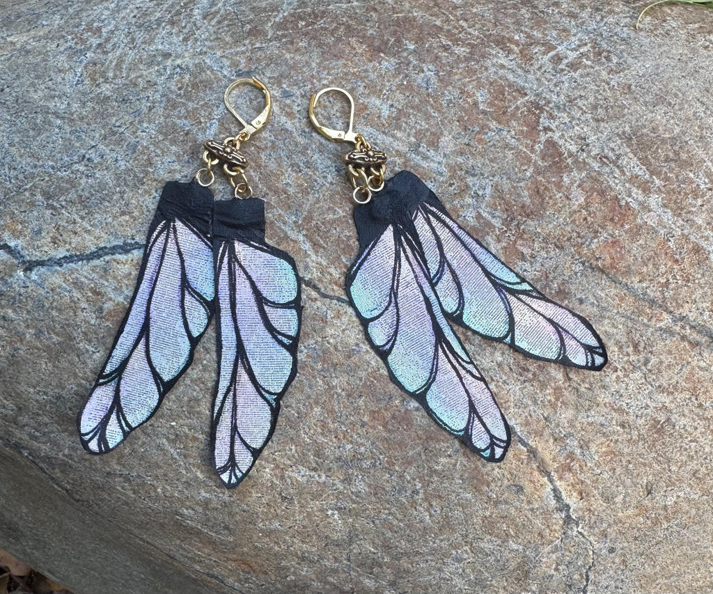 Dragonfly Wings - hand painted hand, crafted, earrings.