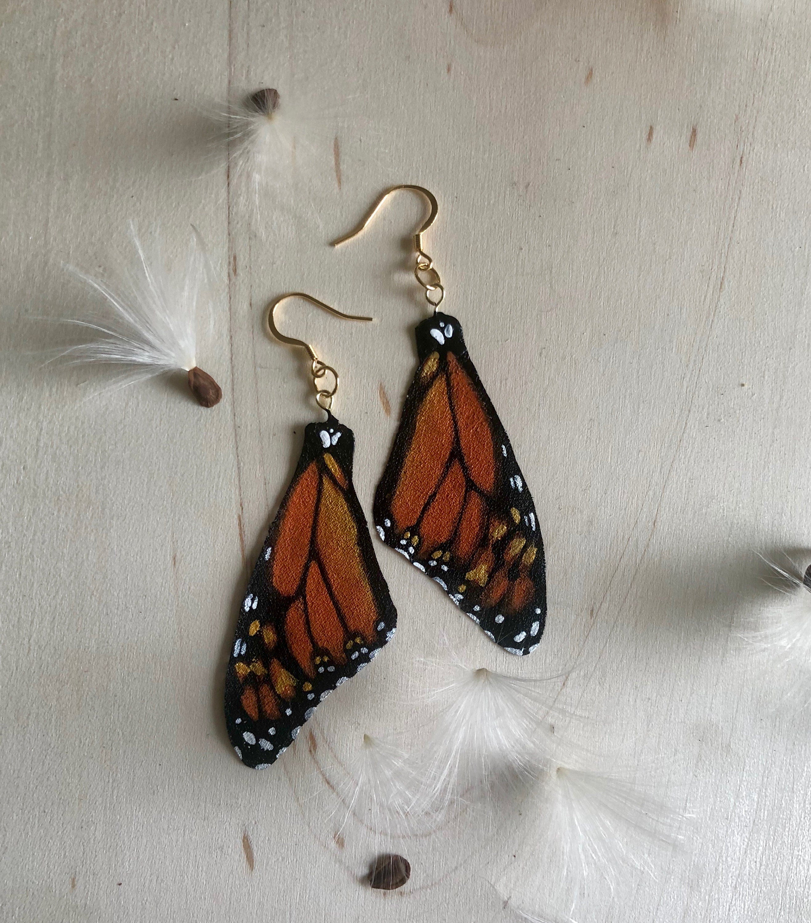 Hand Painted and Crafted Butterfly Earrings - Classic & Sophisticated top Monarch Wing