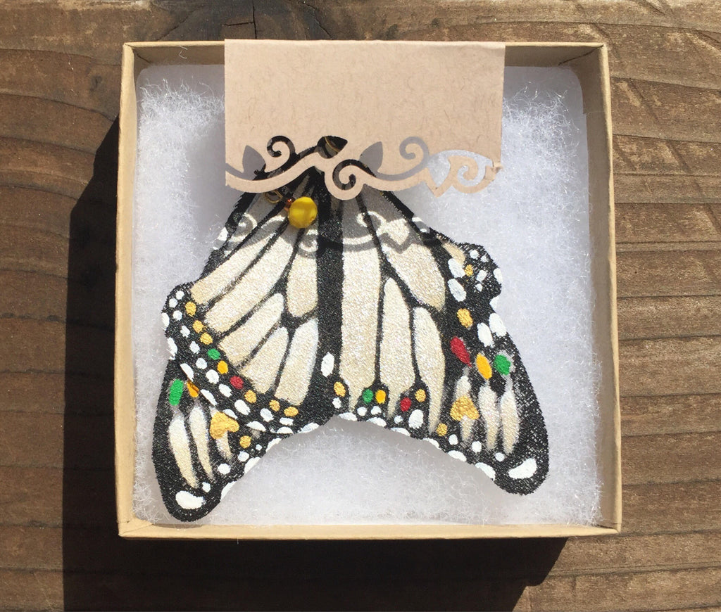Hand Painted & Crafted Monarch Butterfly Earrings - "the Reggae Pearl"