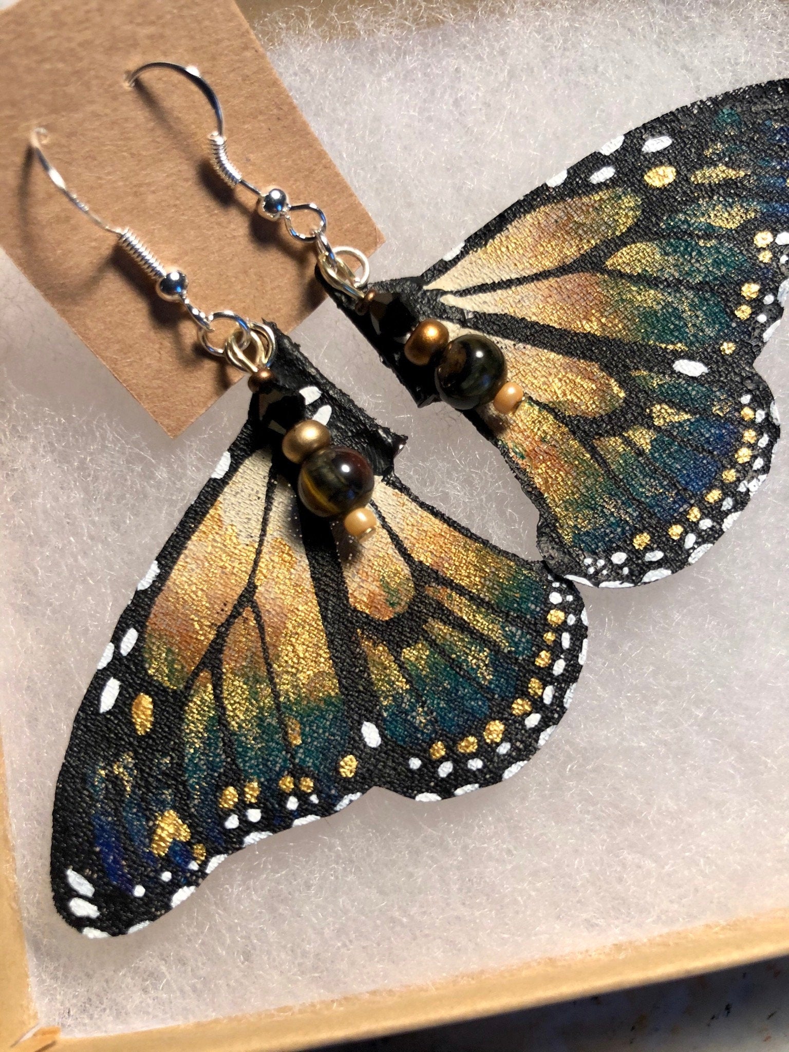 Hand Painted & Crafted Monarch Butterfly Earrings - "the Mini Callie Wings"