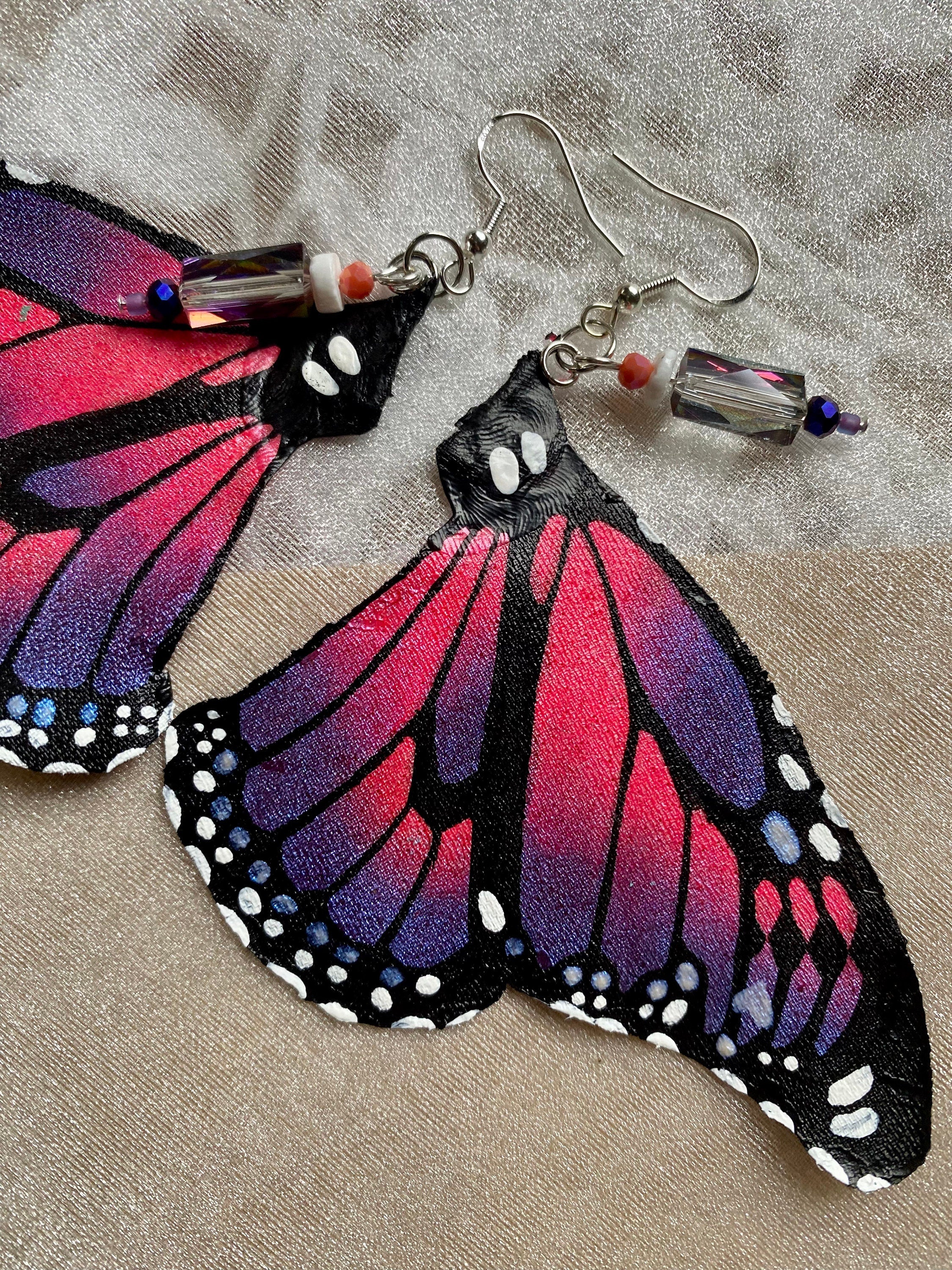 Hand Painted & Crafted Monarch Butterfly Earrings - "the Karyssa wings"