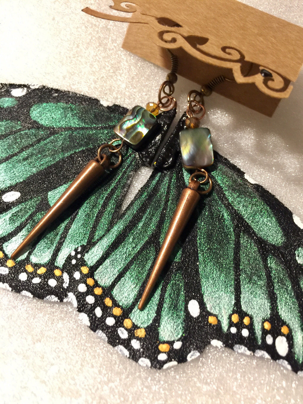 Hand Painted & Crafted Monarch Butterfly Earrings - "the Ashley Wings"
