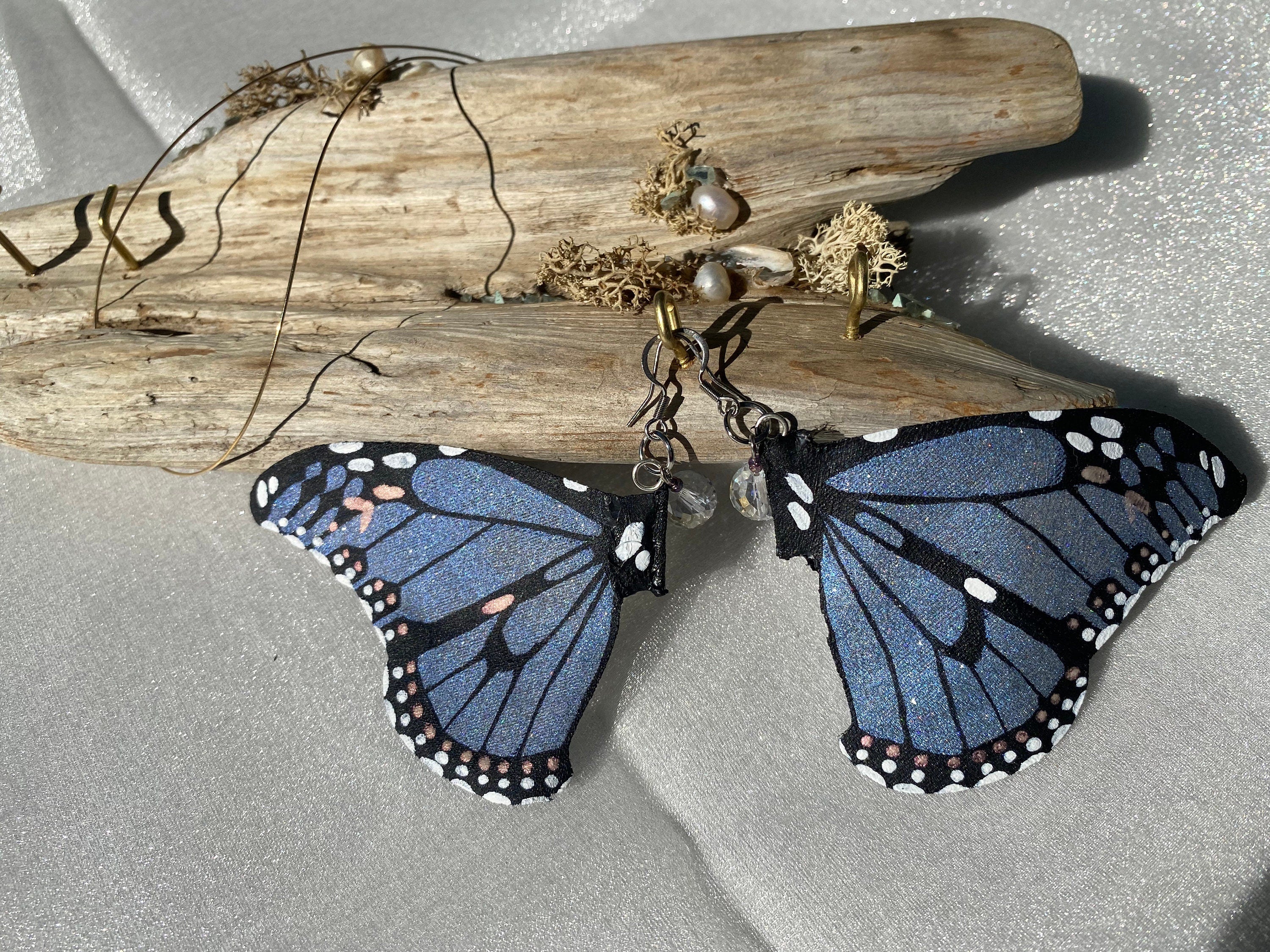 Hand Painted & Crafted Monarch Butterfly Earrings - "the Hirie Glam Wings"