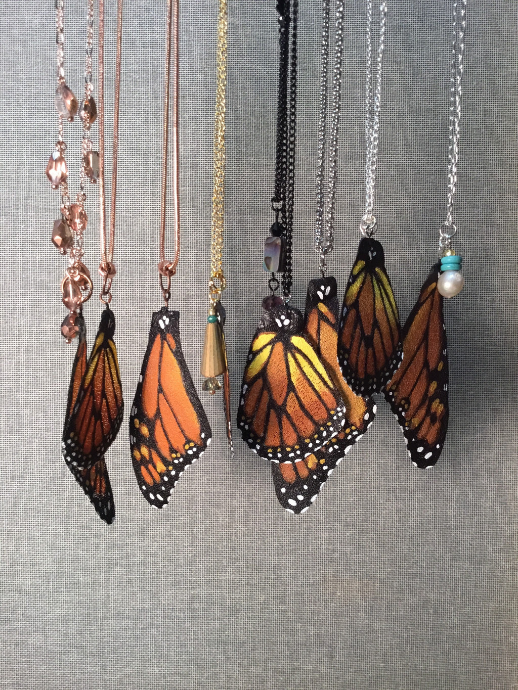 Hand Painted & Crafted Butterfly Necklace - "Monarch Pretty in Pink"