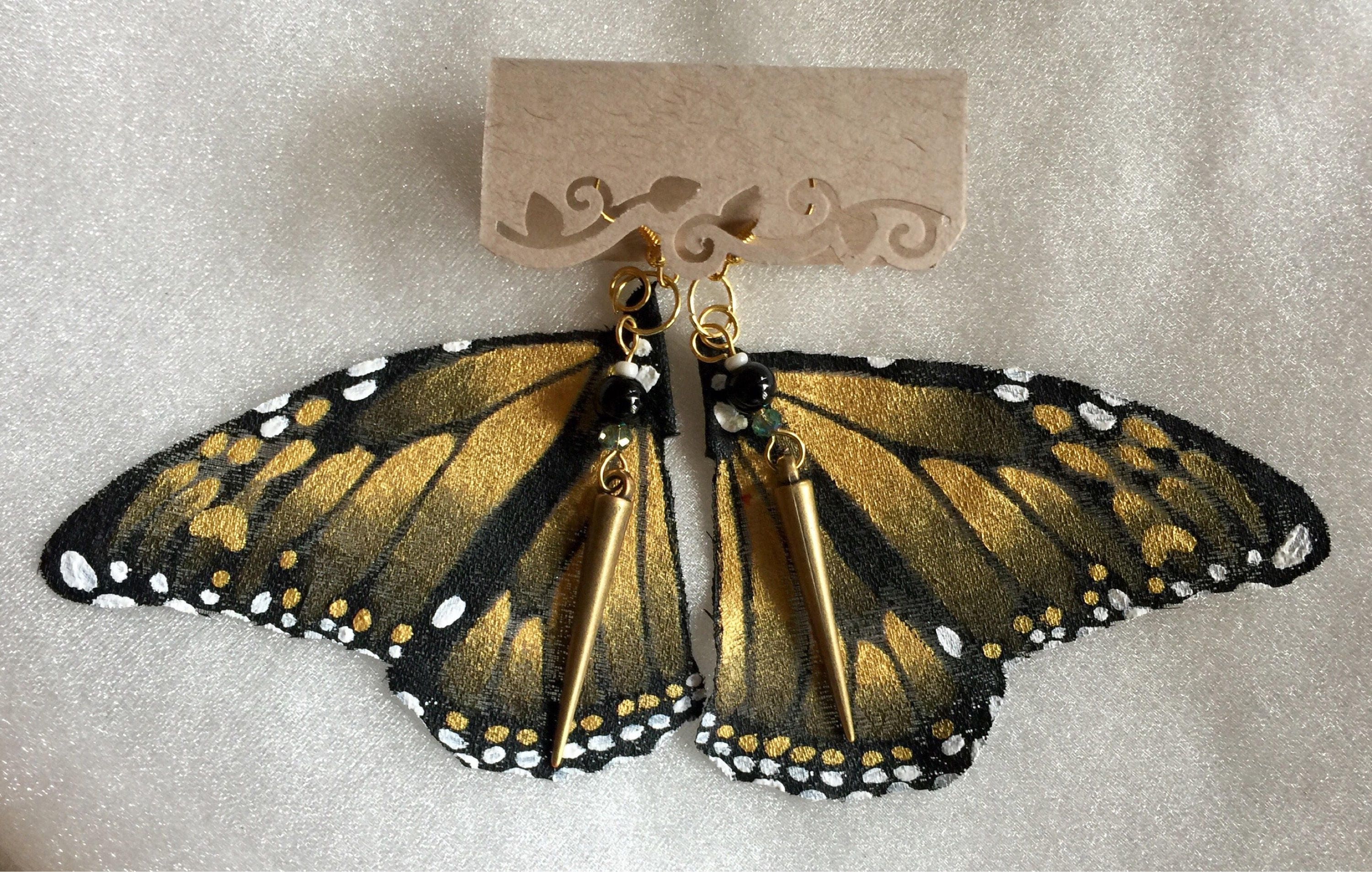 Hand Painted & Crafted Monarch Butterfly Earrings - "the Emma Wings"