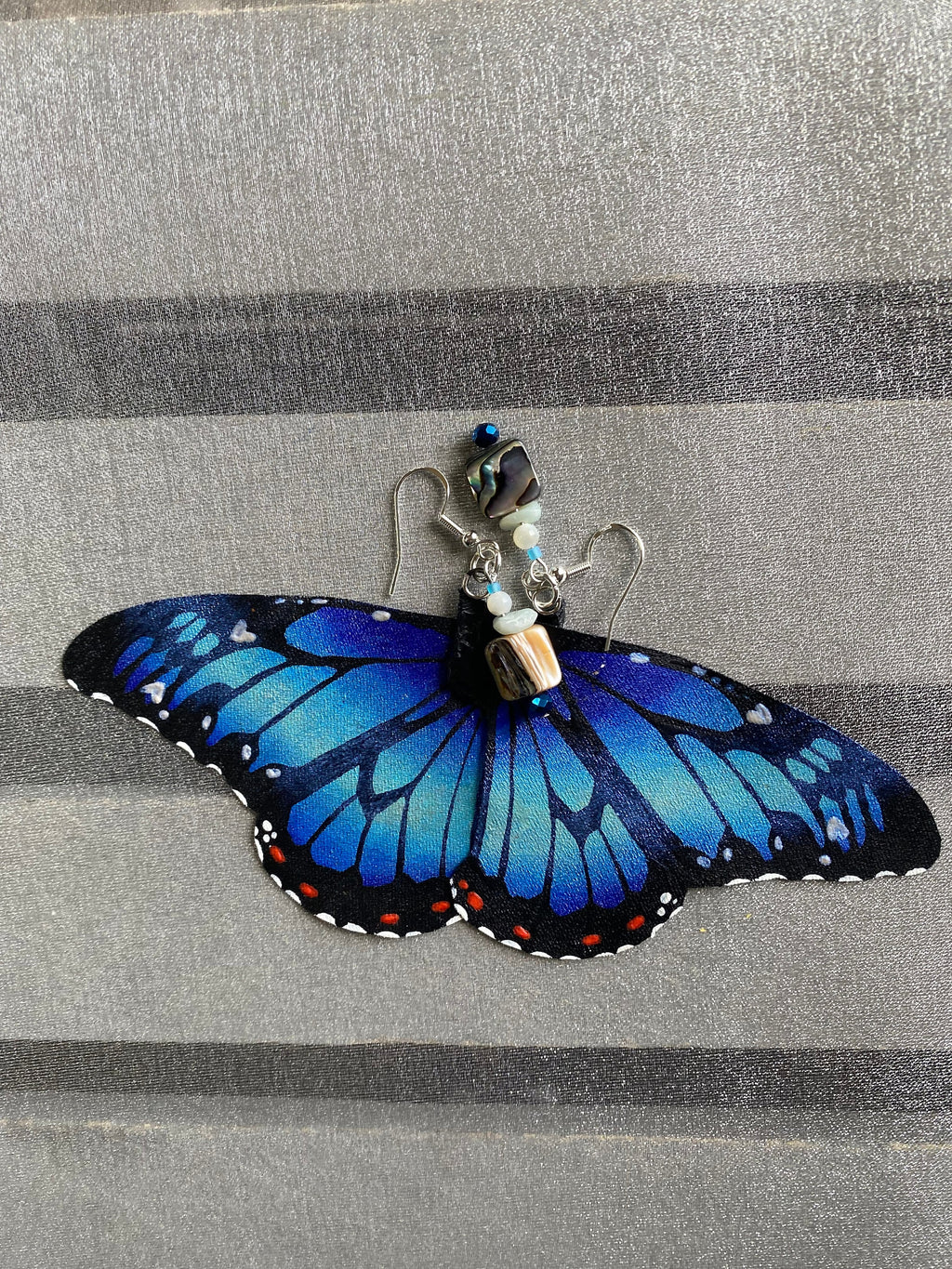 Hand Painted & Crafted Butterfly Earrings - "the Bessie’s Monarch"