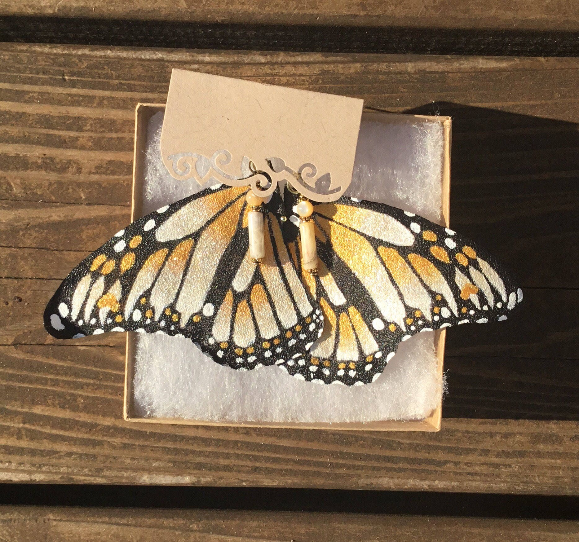 Hand Painted & Crafted Monarch Butterfly Earrings - "the Hope wing"