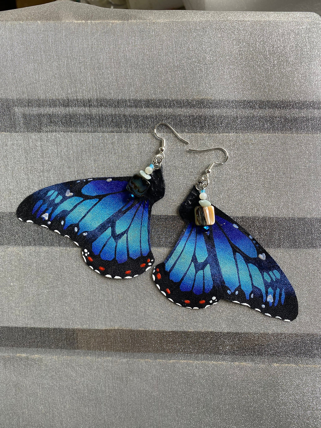 Hand Painted & Crafted Butterfly Earrings - "the Bessie’s Monarch"