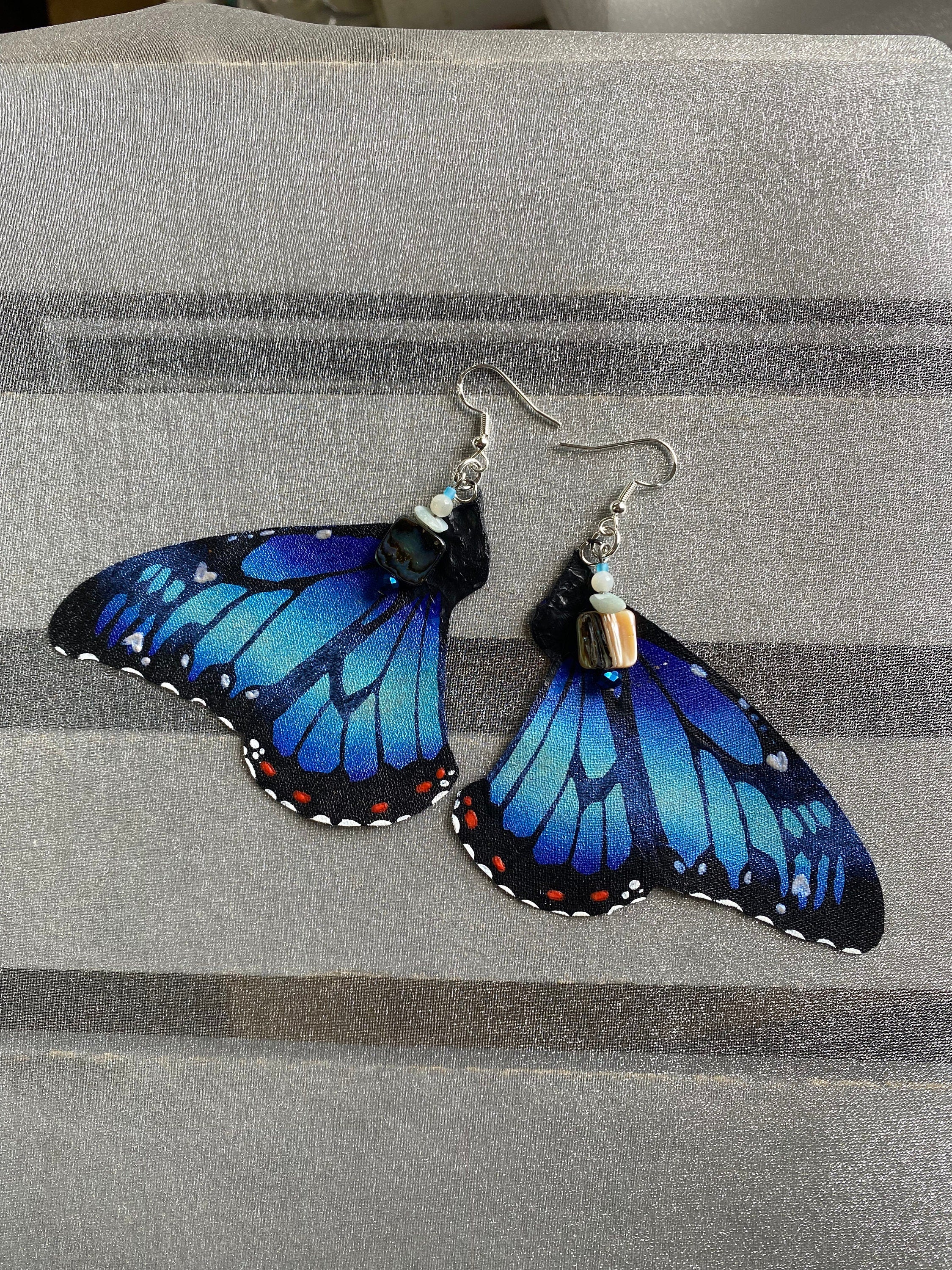 Hand Painted & Crafted Butterfly Earrings - "the Bessie’s Monarch"