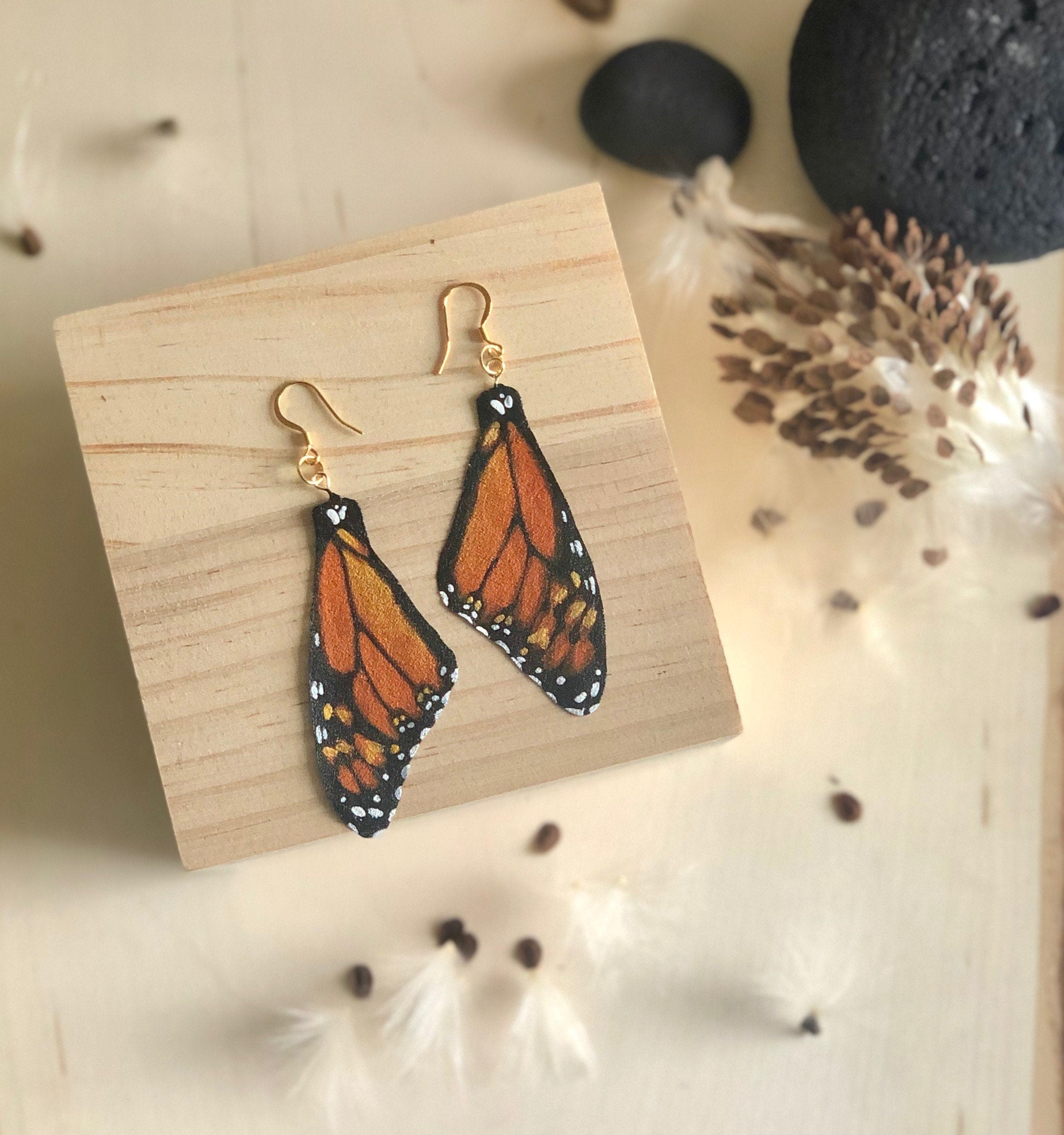 Hand Painted and Crafted Butterfly Earrings - Classic & Sophisticated top Monarch Wing