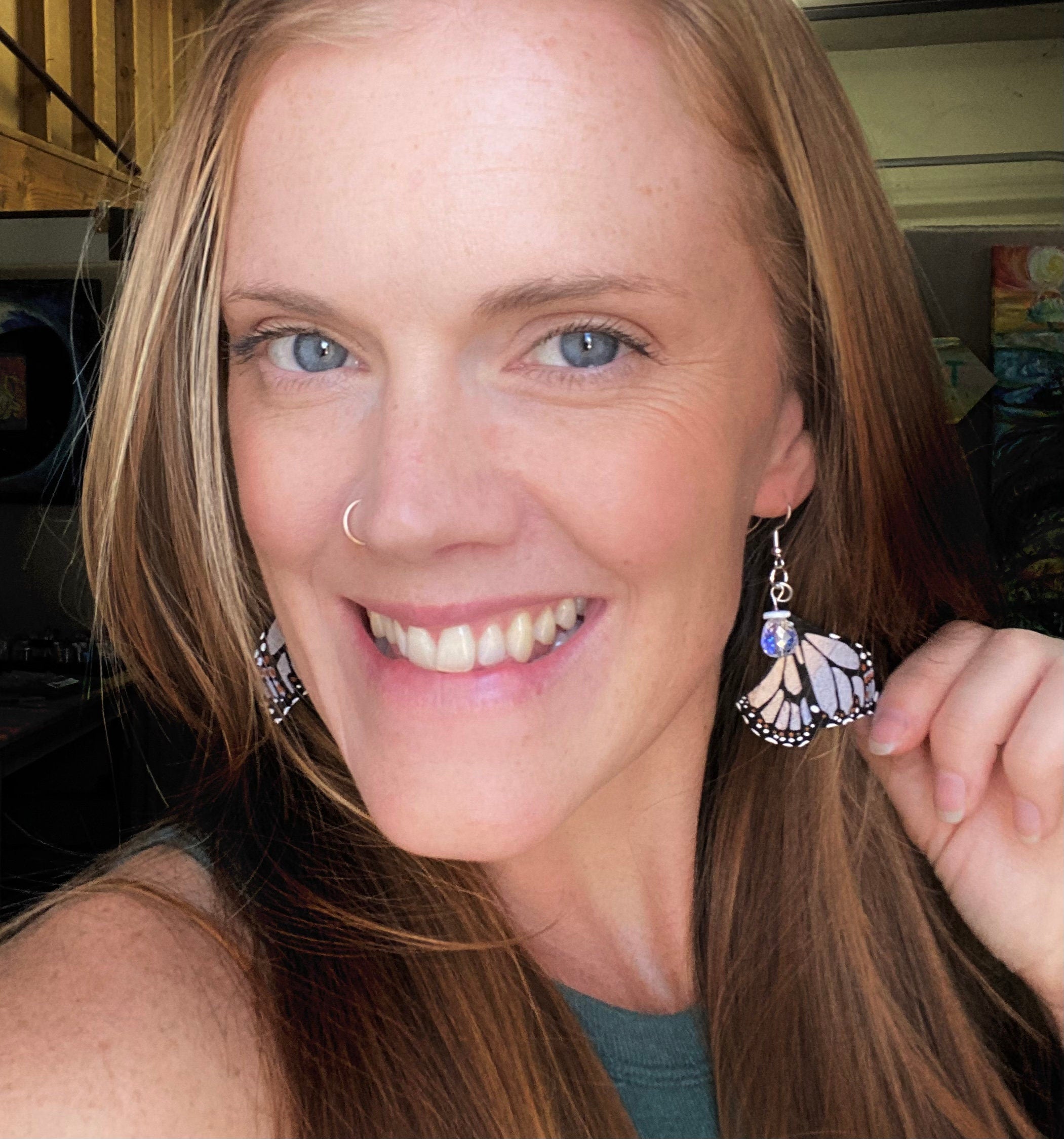 Hand Painted & Crafted Monarch Butterfly Earrings - "the Mini Haven Sisters Wings"