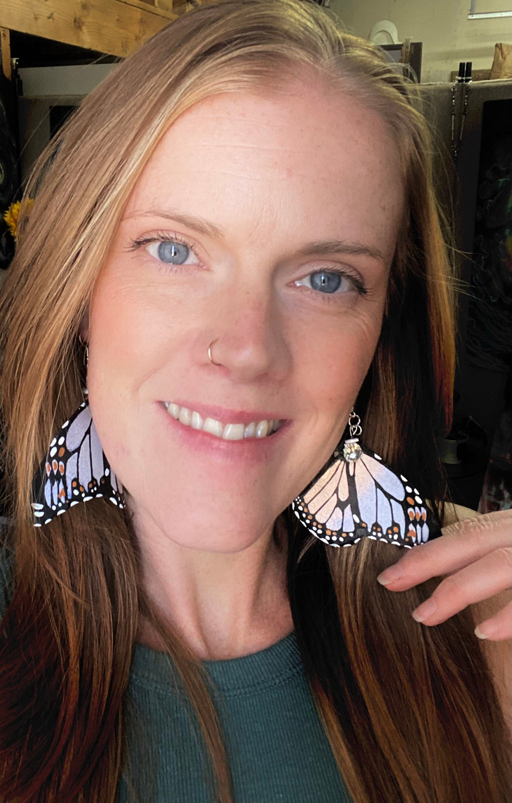 Hand Painted & Crafted Monarch Butterfly Earrings - "the Haven Sisters Wings"