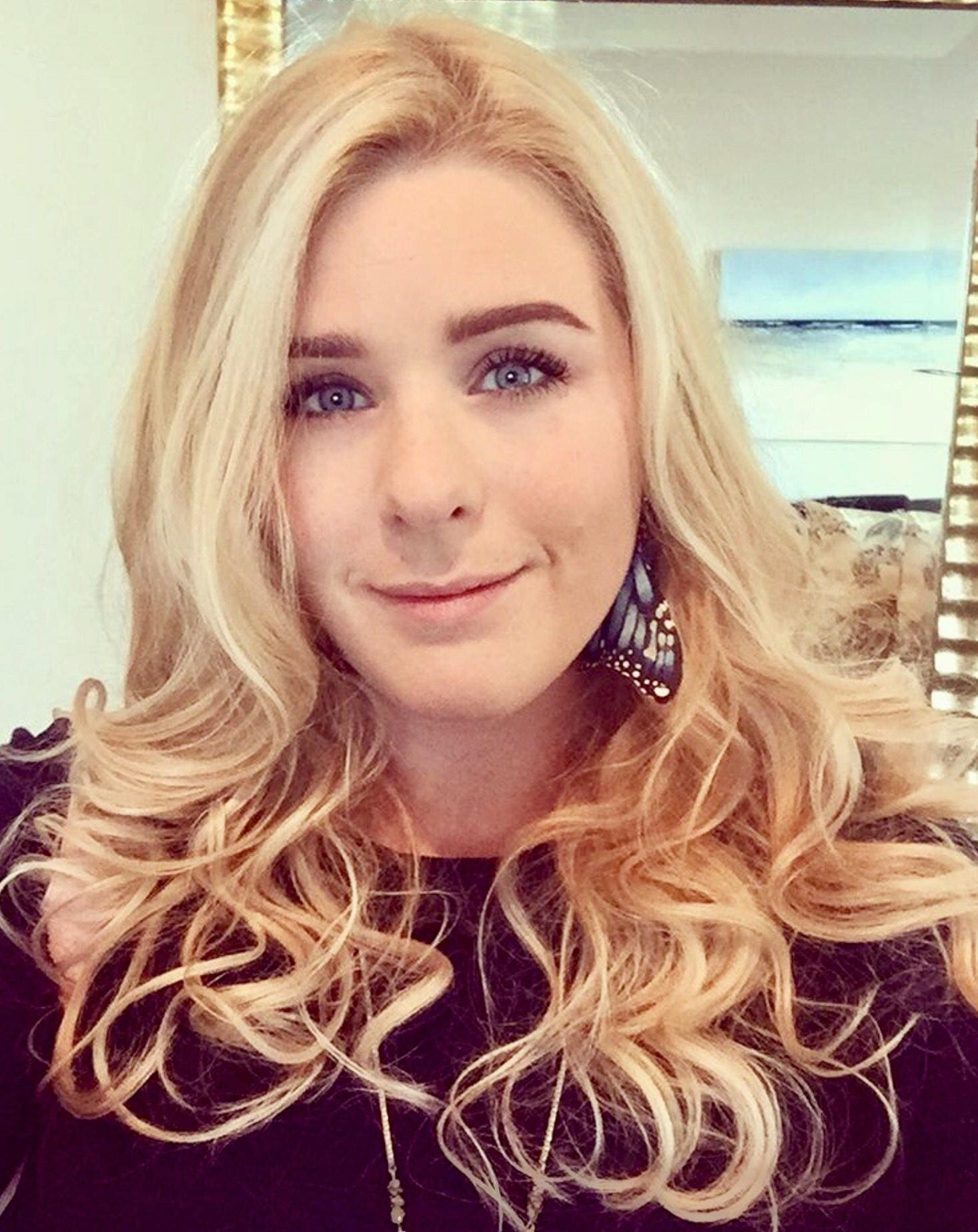 Hand Painted & Crafted Monarch Butterfly Earrings - "the Blue Hope"