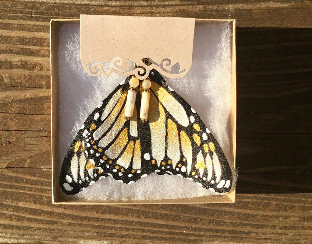 Hand Painted & Crafted Monarch Butterfly Earrings - "the Hope wing"