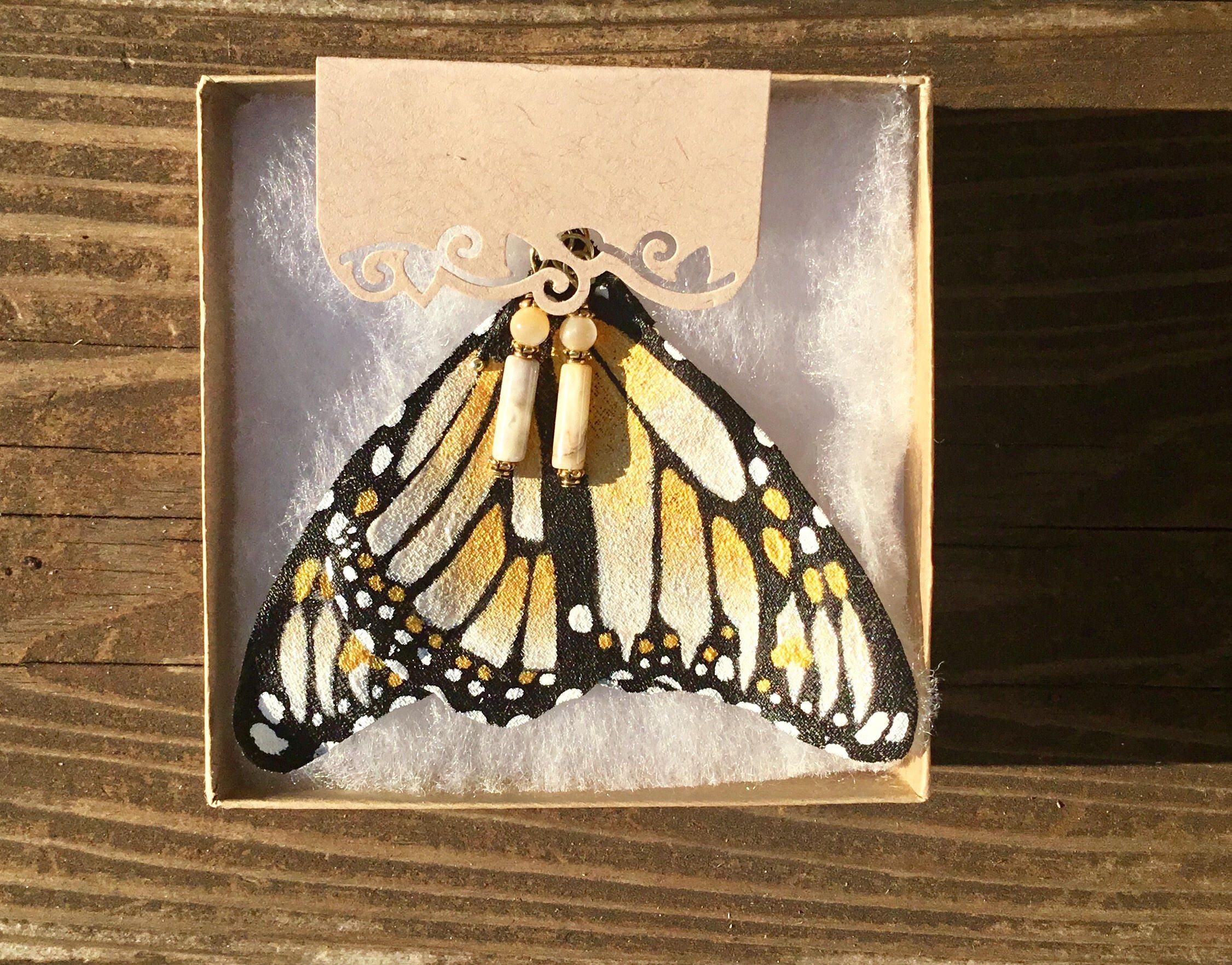 Hand Painted & Crafted Monarch Butterfly Earrings - "the Hope wing"