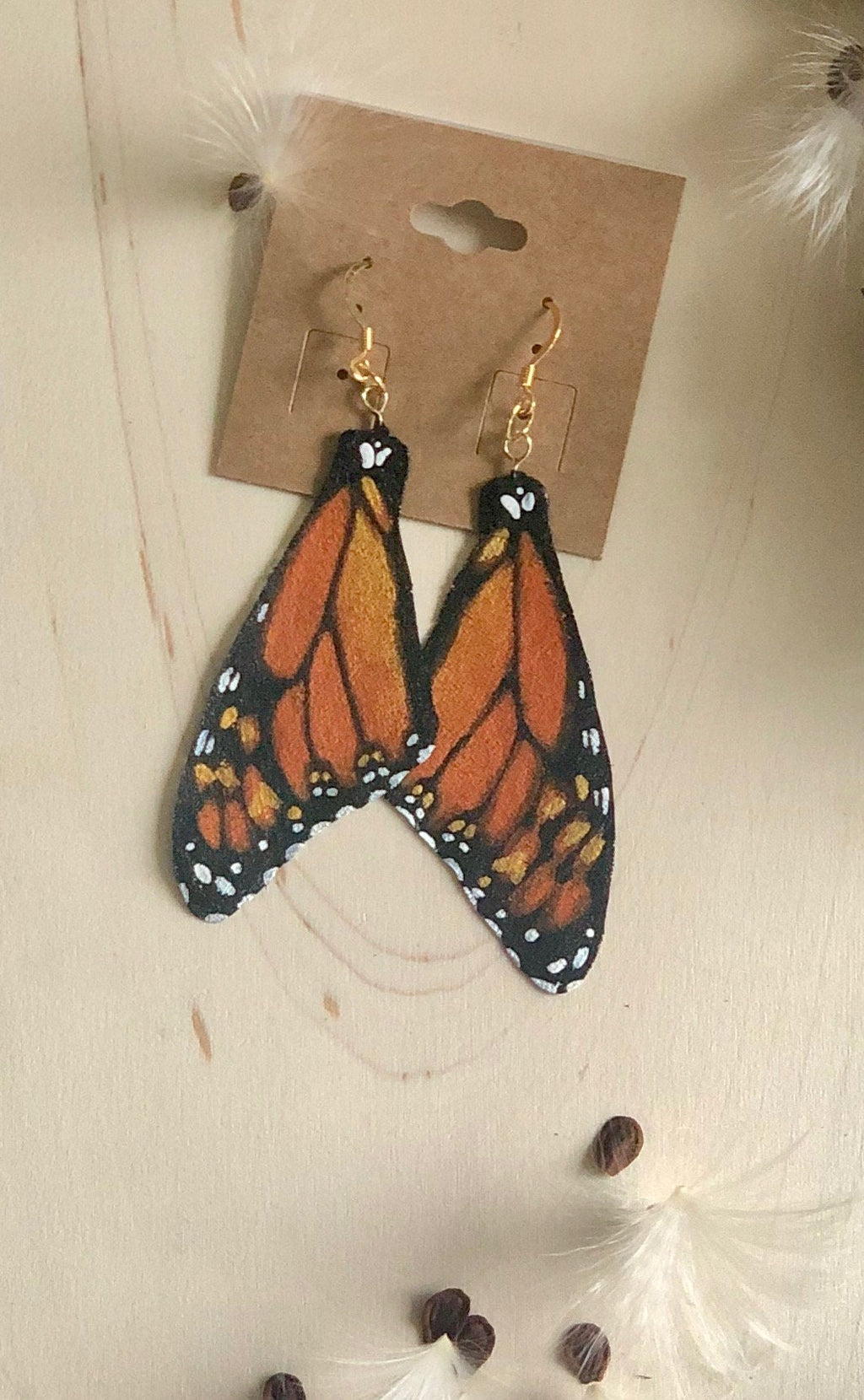 Hand Painted and Crafted Butterfly Earrings - Classic & Sophisticated top Monarch Wing