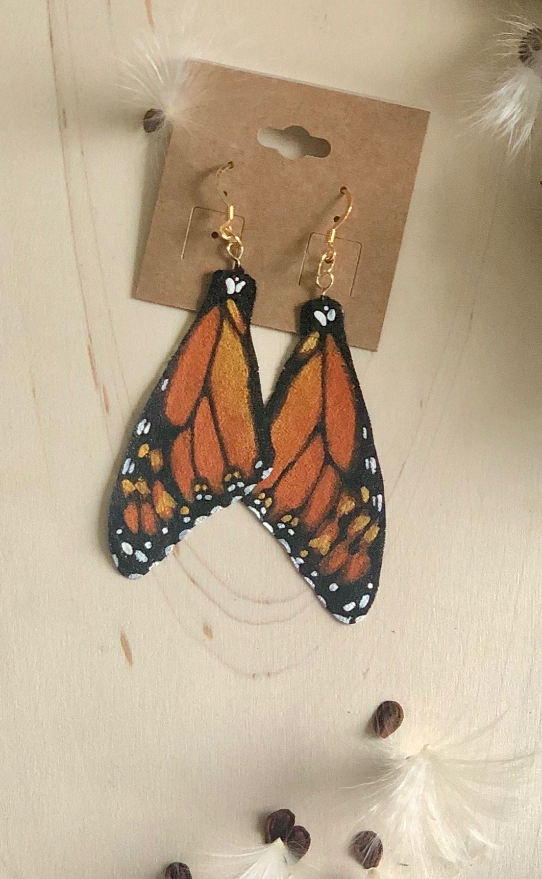 Hand Painted and Crafted Butterfly Earrings - Classic & Sophisticated top Monarch Wing