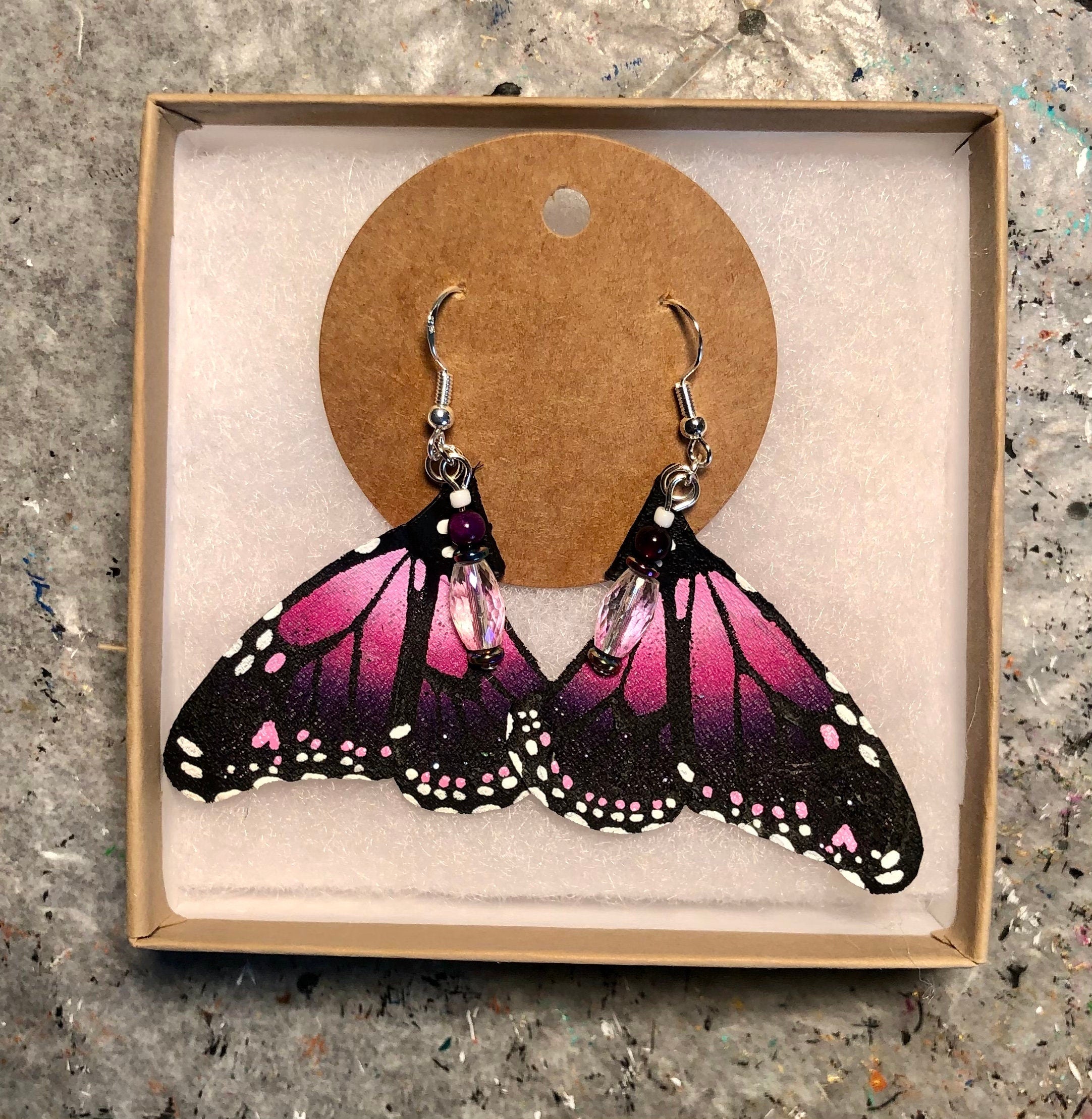 Hand Painted & Crafted Monarch Butterfly Earrings - "the Mini Joy Wings"