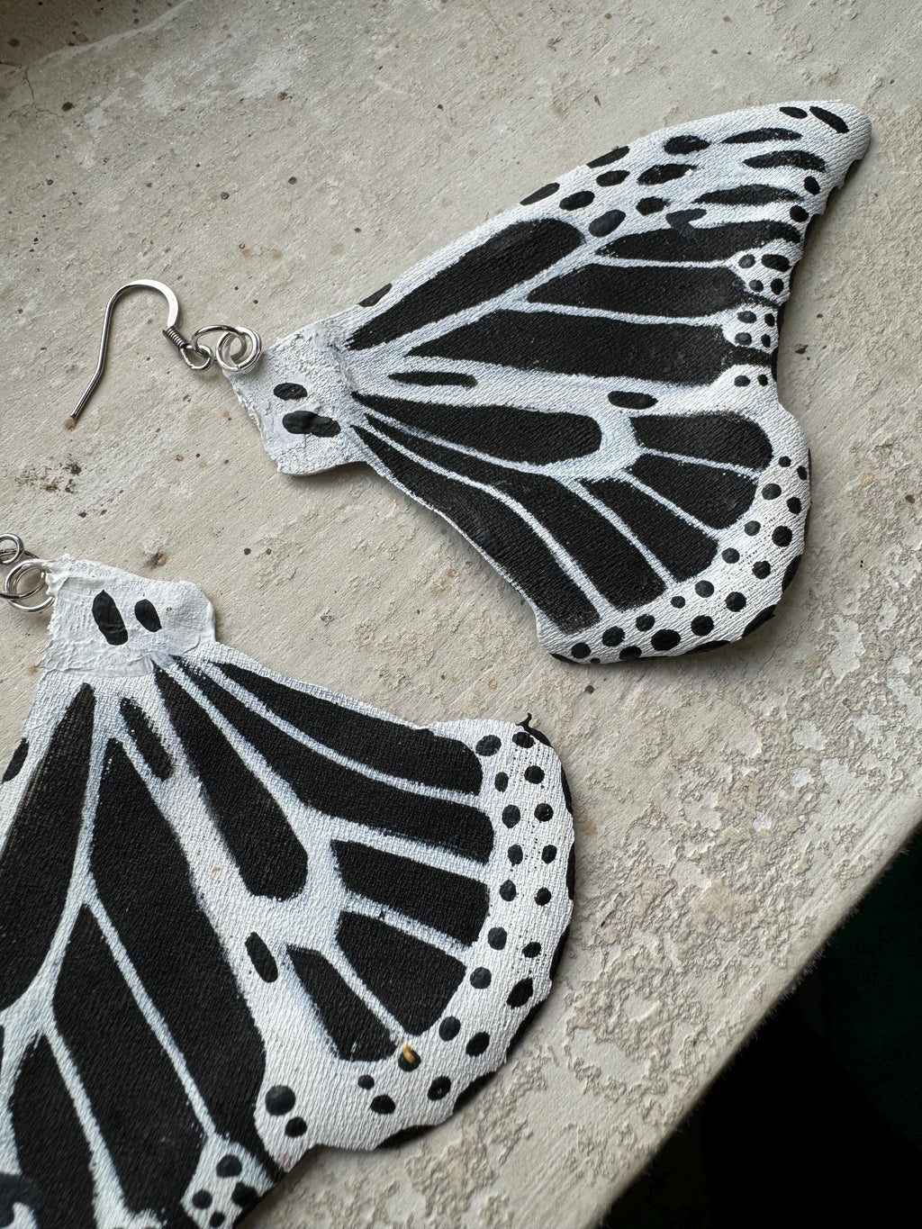 Hand Painted & Crafted Monarch Butterfly Earrings - "Día de los Muertos Wings"