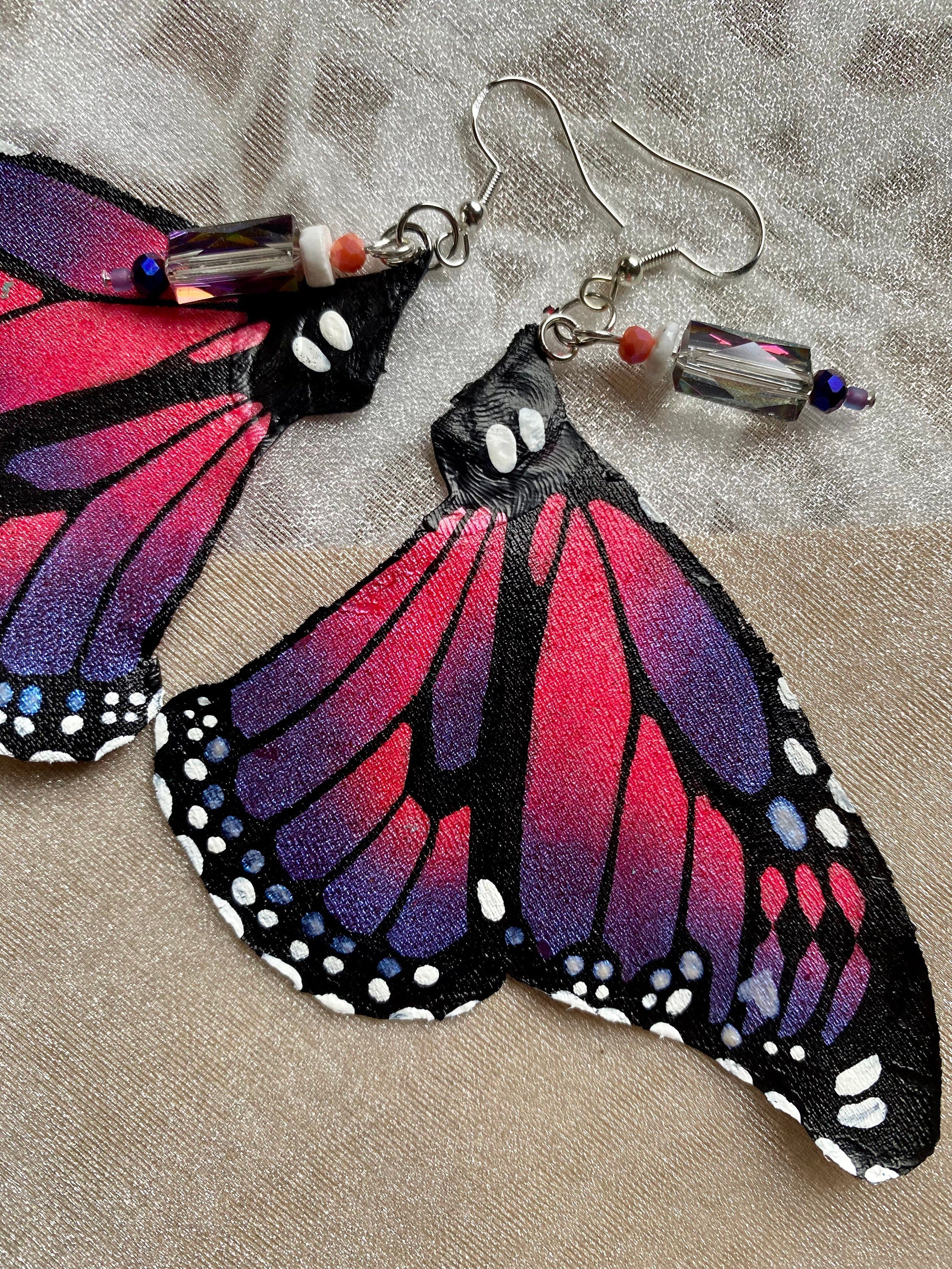 Hand Painted & Crafted Monarch Butterfly Earrings - "the Karyssa wings"