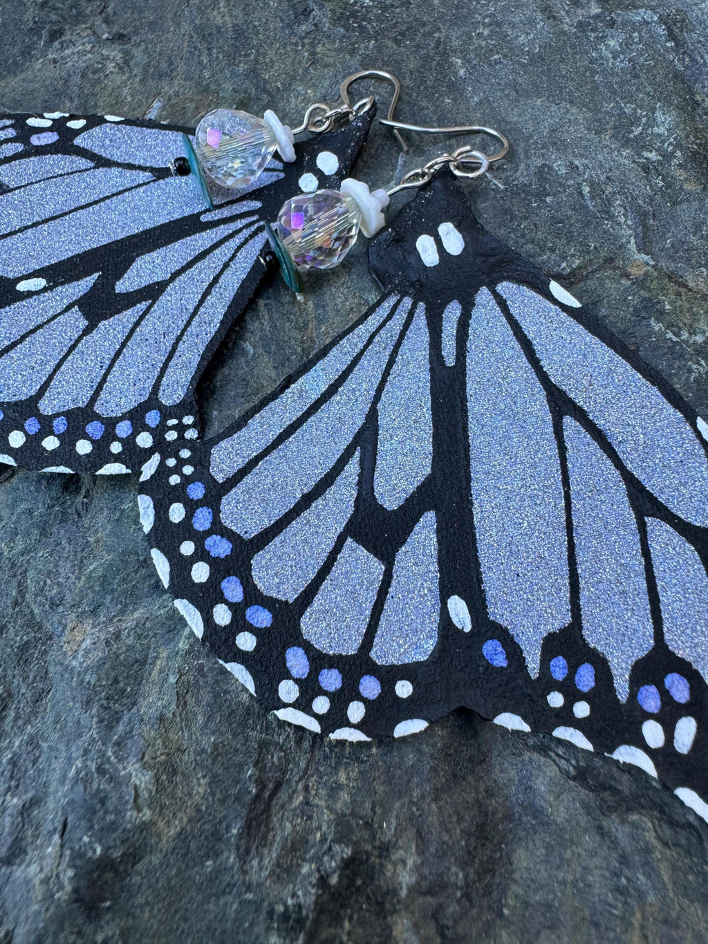 Hand Painted & Crafted Monarch Butterfly Earrings - "the Prom Dress wings"