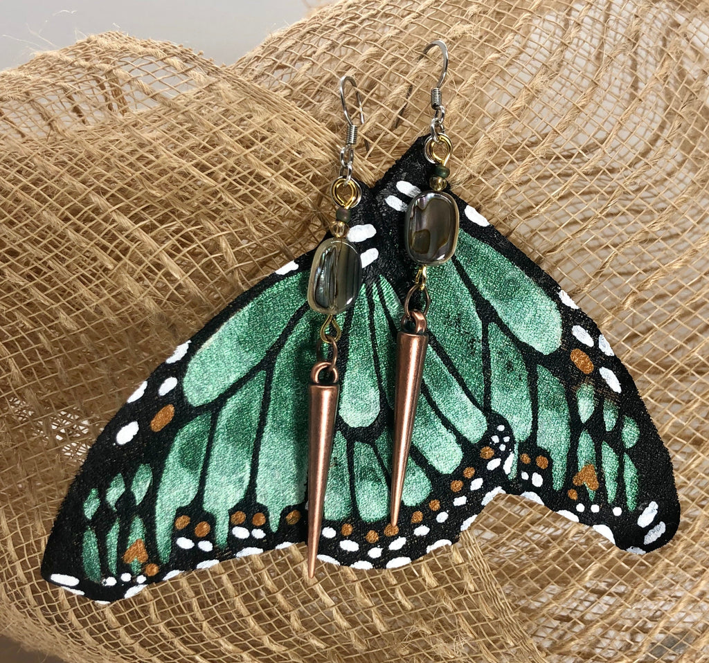 Hand Painted & Crafted Monarch Butterfly Earrings - "the Ashley Wings"