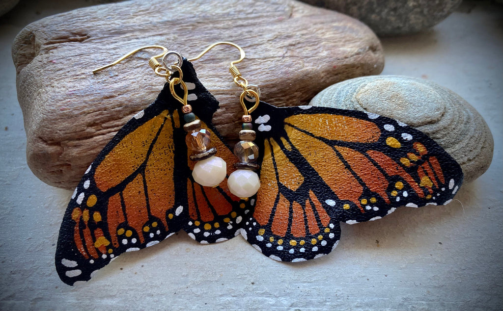 Hand Painted & Crafted Monarch Butterfly Earrings - "the OG Mini"