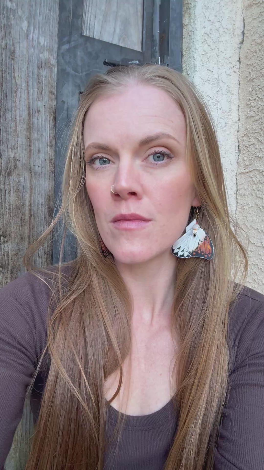 Orange Tip Butterfly wings - Hand painted earrings
